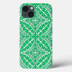 iPhone 13 Coque Carreaux marocains - vert jade et blanc