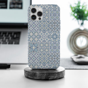 Coque iPhone 15 Pro Max Carreaux Méditerranéens, Marocains, Majolique, Azu