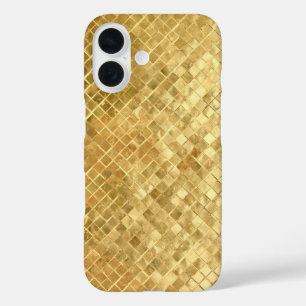 Coque Pour iPhone 16 Carreaux texturés dorés