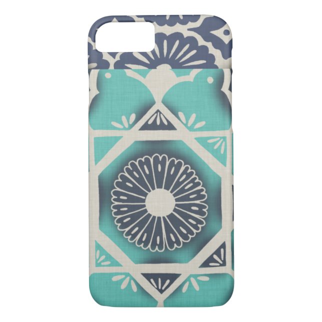 Coques Case-Mate iPhone Carrelage bleu Batik II (Dos)