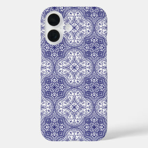 Coque Pour iPhone 16 Carrelage bleu méditerranéen