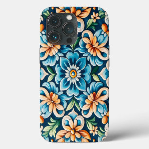 Case-Mate iPhone Case Carrelage bleu méditerranéen avec Motif à fleurs