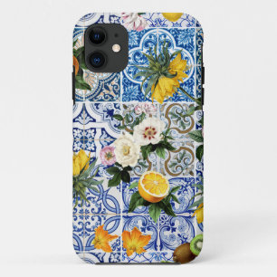 Case-Mate iPhone Case Carrelage de style sicilien avec fleurs et citron 