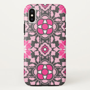 Case-Mate iPhone Case Carrelage Floral marocain, Fuchsia rose & gris / G