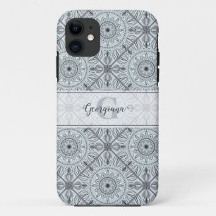 Case-Mate iPhone Case Carrelage personnalisé Harmonie florale Gris Manda