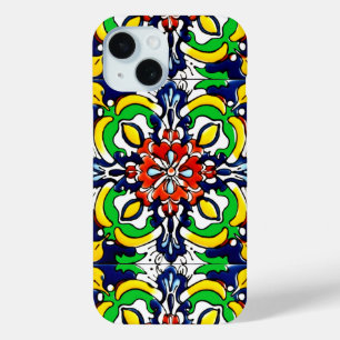 Coque Pour iPhone 15 Carrelage Talavera Mexicaine No 7