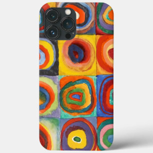 Etui iPhone 13 Pro Max Carrés avec cercles concentrés par Kandinsky