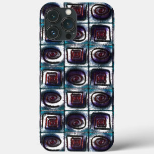 Case-Mate iPhone Case Carrés avec dessin en spirale, effet cyan de bruin