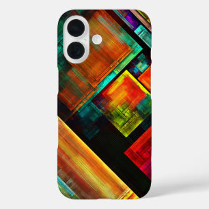 Coque Pour iPhone 16 Carrés colorés Motif d'art Abstrait moderne #04