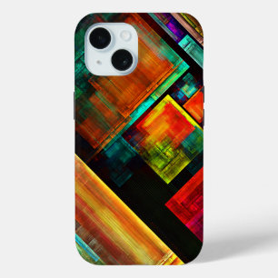 Coque Pour iPhone 15 Carrés colorés Motif d'art Abstrait moderne #04
