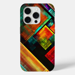 Coque iPhone 15 Pro Carrés colorés Motif d'art Abstrait moderne #04