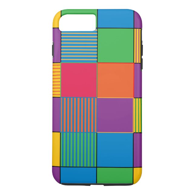 Coques Case-Mate iPhone Carrés et bandes de couleurs vives (Dos)