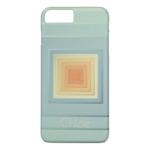 Coque Case-Mate Pour iPhone Carrés géométriques classiques (bleu clair et jaun