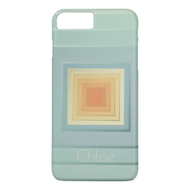 Coques Case-Mate iPhone Carrés géométriques vintages (bleu clair et jaune) (Dos)