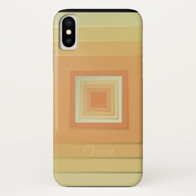 Coques Case-Mate iPhone Carrés géométriques vintages (jaune doux et orange (Dos)