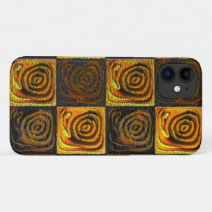 Case-Mate iPhone Case Carrés jaunâtres et cercles en mosaïque rustique
