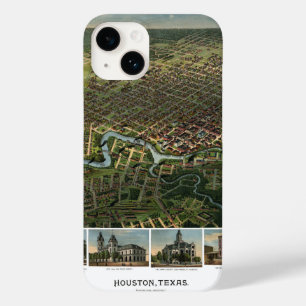 Coque Pour iPhone 14 Carte ancienne de Houston, Texas avec la rivière B