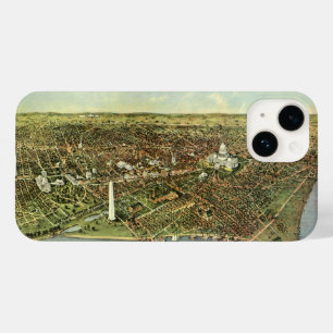 Coque Pour iPhone 14 Carte antique avec une vue panoramique de Washingt