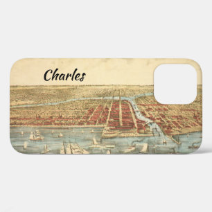 Case-Mate iPhone Case Carte antique de Chicago, rue LaSalle et rivière