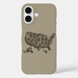 Coque Pour iPhone 16 Carte Camo-Bottomland américaine Camouflée