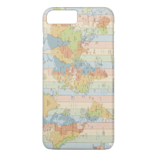 Coques Pour iPhone Carte colorée des fuseaux horaires des voyageurs 