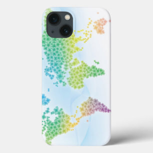 Coques Pour iPhone Carte colorée du monde du trèfle
