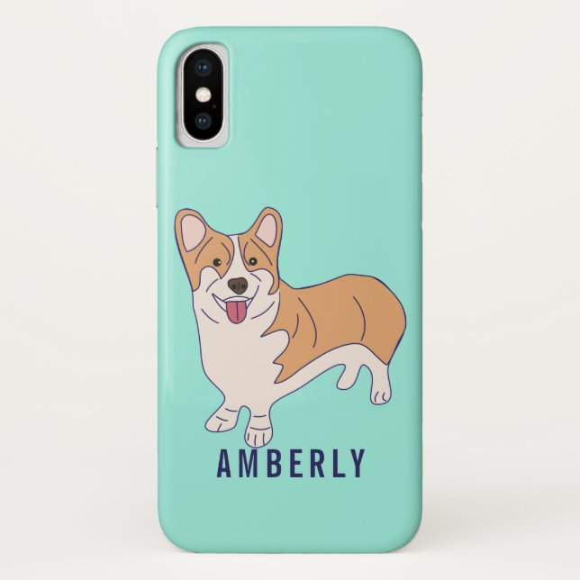 Coques Case-Mate iPhone Carte Corgi Chien vert (Dos)