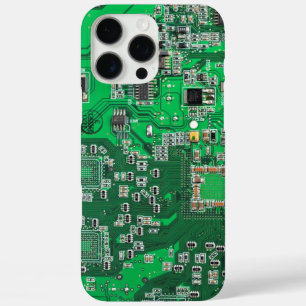 Coques iPhone 16 Pro Max Carte de circuit Geek d'ordinateur vert