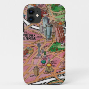 Coque Case-Mate Pour iPhone Carte de dessin du centre-ville d'Atlanta en Géorg
