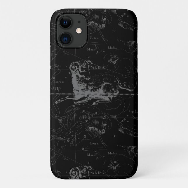 Coques Case-Mate iPhone Carte de la constellation d'Aries par Hevelius (Dos)