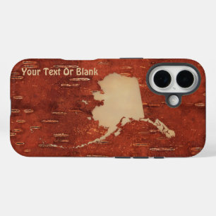 Coque Pour iPhone 16 Carte de l'Alaska sur écorce de bouleau interne