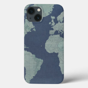 iPhone 13 Case Carte de toile bleue du monde
