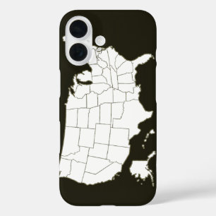 Coques iPhone 16 Carte des États-Unis en noir et blanc