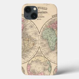 Etui iPhone 13 Carte des hémisphères du monde par Mitchell
