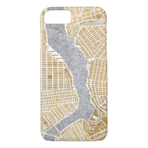 Coque iPhone 8/7 Carte dorée de ville de New York