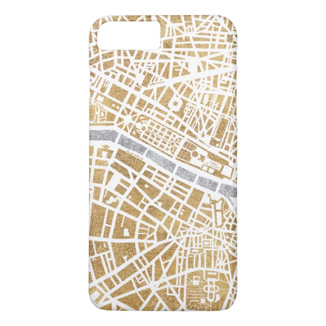 Coques Case-Mate iPhone Carte dorée de ville de Paris (Dos)