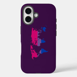 Coque Pour iPhone 16 Carte du monde de la fierté bisexuelle