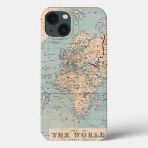 Etui iPhone 13 Carte du monde sur la projection de Mercator