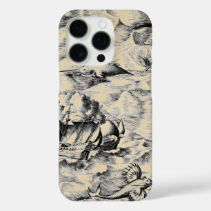 Coques iPhone 16 Pro Carte du monde vintage Monstres Narwhal et Flying