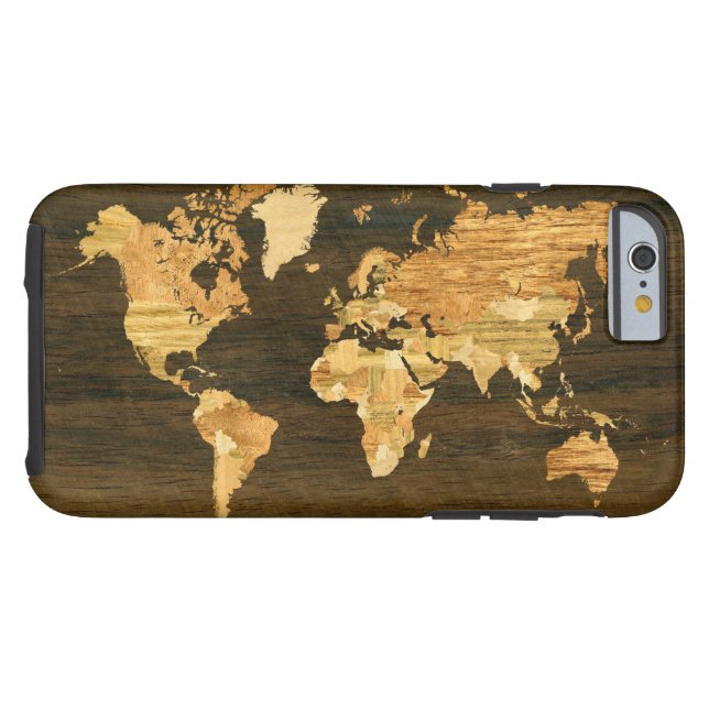 Coques Case-Mate iPhone Carte en bois du monde (Dos (Horizontal))