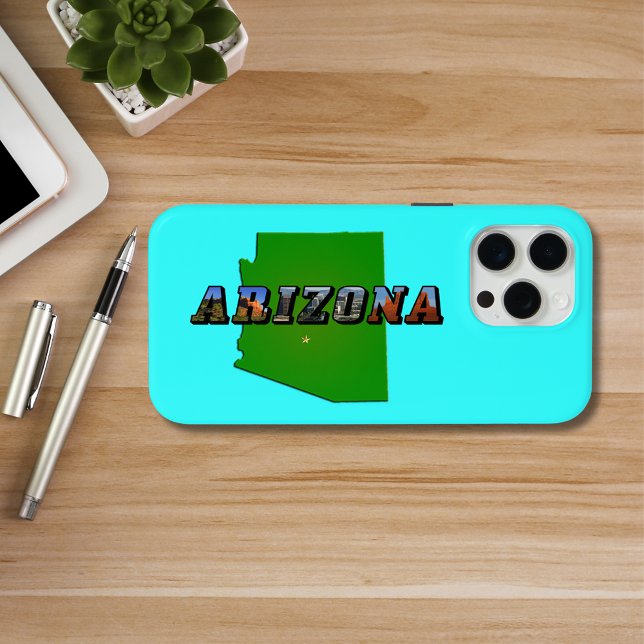 Coques Case-Mate iPhone Carte et texte de l'image de l'Arizona (Arizona Map and Picture Text Case-Mate iPhone Case)