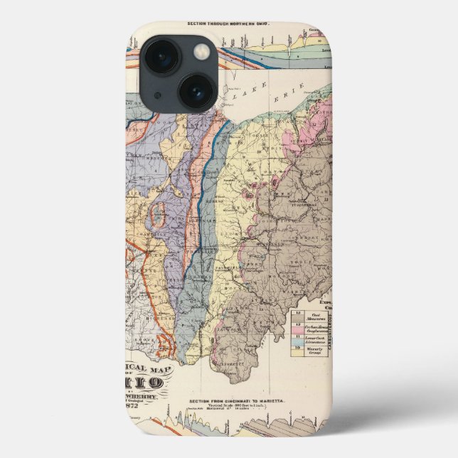 Coques Case-Mate iPhone Carte géologique de l'Ohio (Verso)