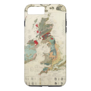 Coque iPhone 8 Plus/7 Plus Carte géologique et paléontologique composée