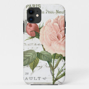 Coque iPhone 11 carte postale vintage rose