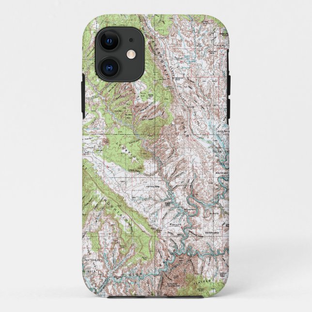 Coques Case-Mate iPhone carte topographique de 1 x 2 degrés (Dos)