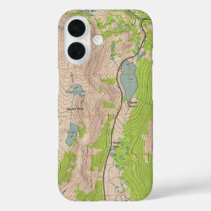 Coques iPhone 16 Carte topographique du col Tioga, Californie