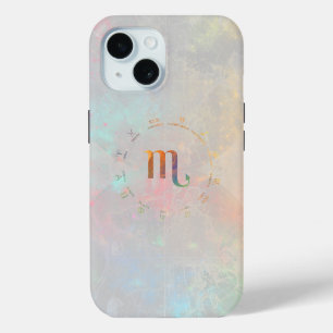 Coque Pour iPhone 15 Carte Zodiac Scorpio Design blanc