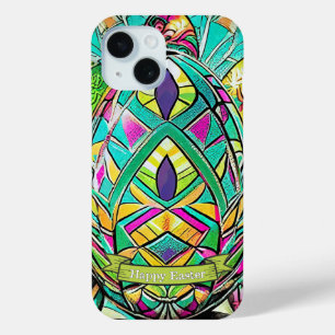 Coque Pour iPhone 15 Carton couleur Motif de Pâques avec Oeufs de Pâque
