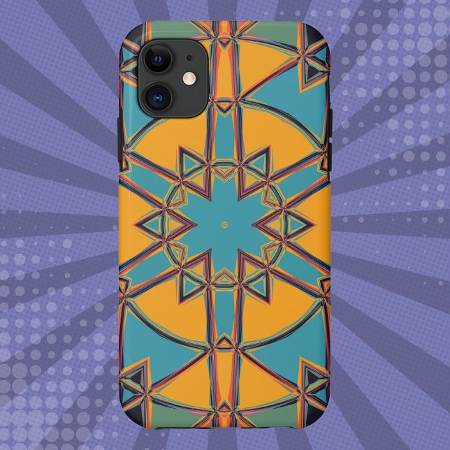 Coques Case-Mate iPhone Carton Mandala bleu jaune et orange (Créateur téléchargé)