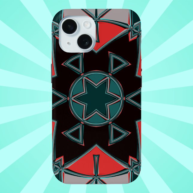 Coques Case-Mate iPhone Carton Mandala bleu rouge et noir (Créateur téléchargé)